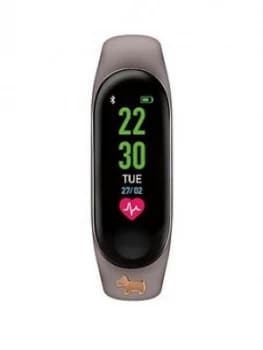 Image of Radley Activity Tracker With Grey Silicone Strap And Rose Gold Dog Charm Ladies Watch