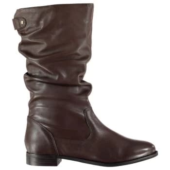 Image of Linea Ruched Calf Boots - Brown