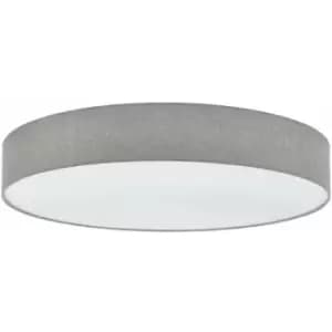 Image of Flush Ceiling Light Colour White Shade Grey White Fabric Linen Bulb E27 7x25W