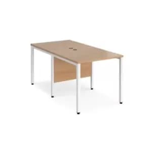 Image of Office Desk 2 Person Rectangular Desk 800mm Beech Tops With White Frames Maestro 25