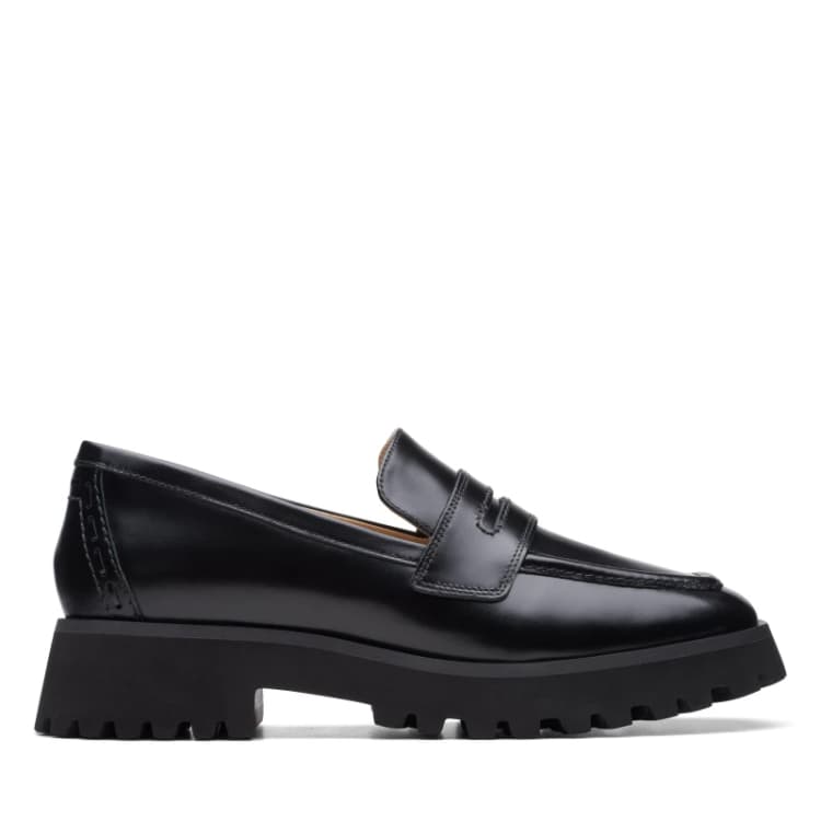 Image of Clarks Womens Stayso Edge Leather Loafers - UK 5 Black Shoes female 26174705 5