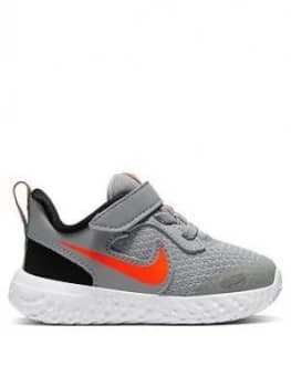 Image of Nike Revolution 5, Grey/Orange, Size 5.5