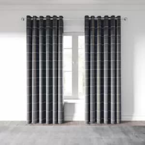Image of Helena Springfield Harper Lined Curtains 90" x 90", Charcoal/Ginger