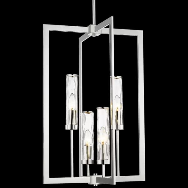 Image of Oxford 4 Light Wire Frame Pendant Ceiling Light Nickel, E14