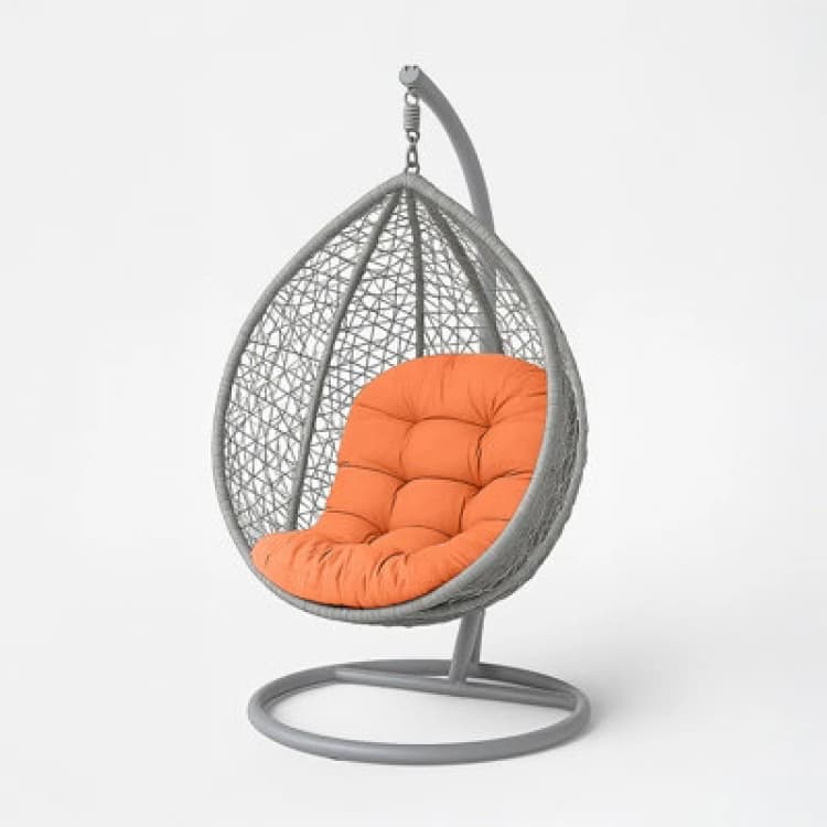 Image of Homescapes Hanging Swing Chair Cushions For Garden, Outdoor Egg Chair Seat Pad Cushions, Burnt Orange, 80 X 120 Cm
