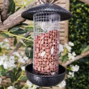 Image of Samuel Alexander - Wild Bird Hanging Hammered Steel Black and Silver Peanut Feeder