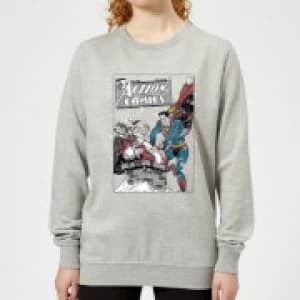 Image of DC Superman Action Comics Womens Christmas Sweatshirt - Grey - 3XL