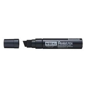 Image of Pentel N50XL A 15.4mm x 11mm Jumbo Chisel Tip Marker Black Pack of 6