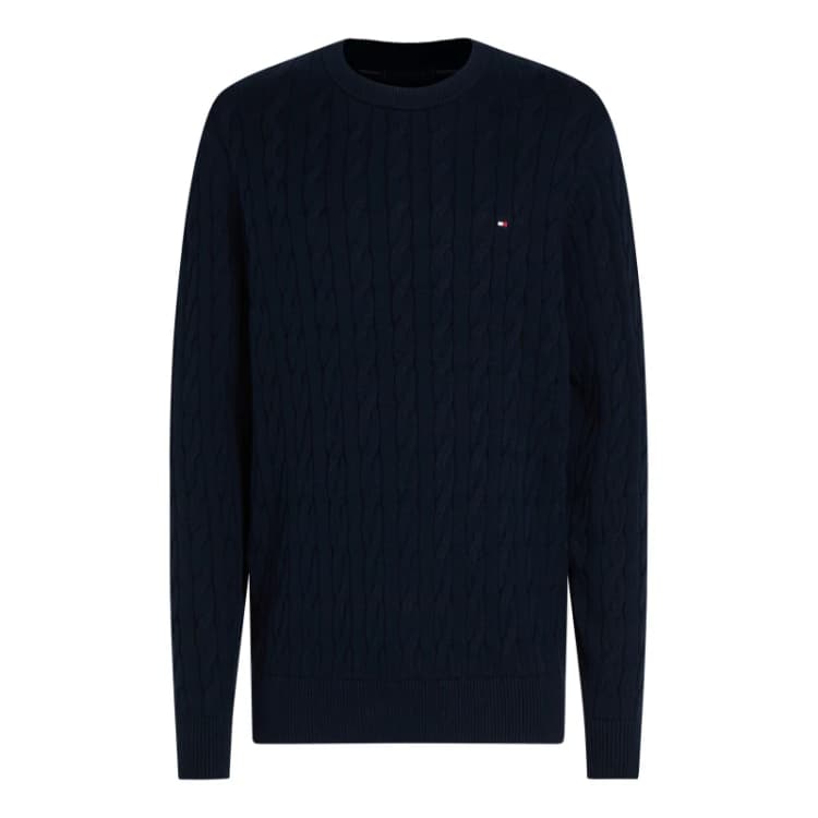 Image of Tommy Hilfiger Classic Cotton Cable Crew Neck Desert Sky male S