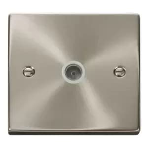 Image of Click Deco Single Coaxial Television Outlet Satin Chrome White VPSC065WH