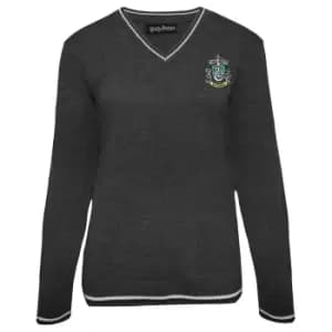 Image of Harry Potter Womens/Ladies Slytherin House Knitted Jumper (4XL) (Charcoal)