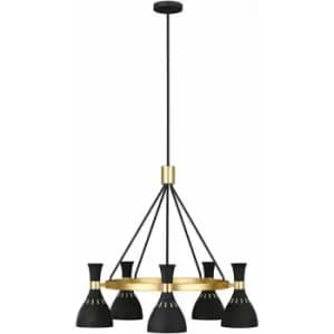 Image of Loops - 5 Bulb Chandelier LIght Midnight Black / Burnished Brass LED E27 60W