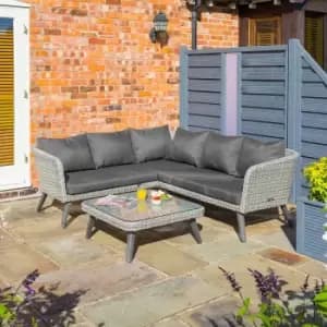 Image of Rowlinson Hanoi Corner Sofa Set with Wooden Legs, Grey