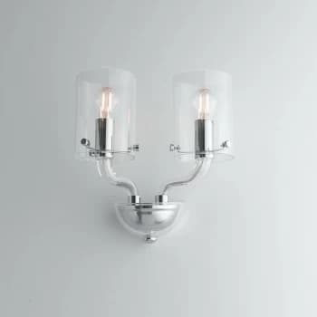 Image of Fan Europe Lighting - Fan Europe AURORA Wall Lamp with 2 Light Glass Shades Transparent 31x24x17cm