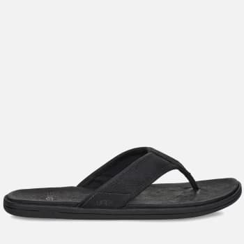 Image of UGG Mens Seaside Leather Flip Flops - Black - UK 10