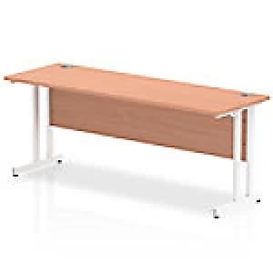 Image of Impulse 1800/600 Rectangle White Cantilever Leg Desk Beech