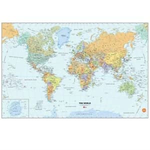 Image of Fine Decor Fine Decor Dry-Erase World Map Wall Decal