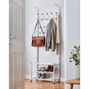 Image of House of Home Multi Purpose Stand 18 Hooks For Clothes Shoes Hats Bags - White