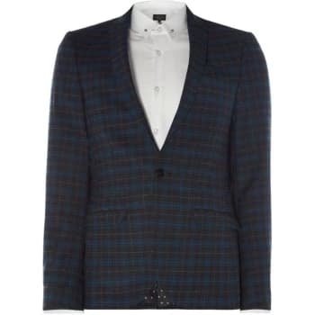 Image of Label Lab Axl SB1 Peak Lapel Check Skinny Suit Jacket - Charcoal