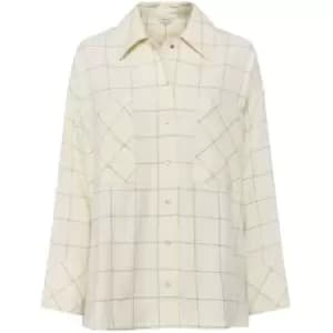 Image of French Connection Yiza Check Flannel Oversized Shirt - Beige
