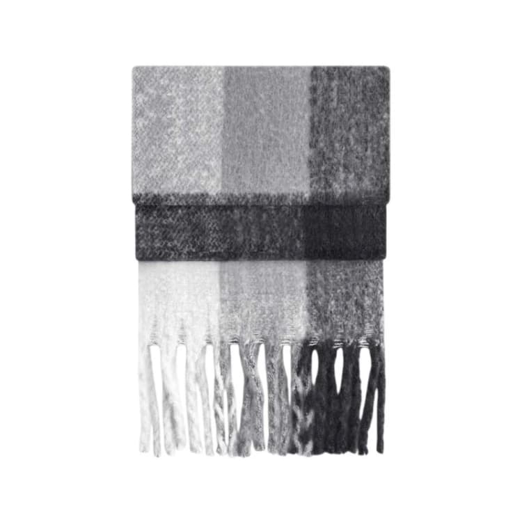 Image of Beechfield Mens Checkered Fluffy Scarf in Grey Grey Male One Size