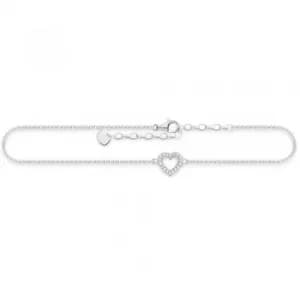 Image of THOMAS SABO Sterling Silver Open Cubic Zirconia Heart Anklet...
