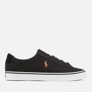 Image of Polo Ralph Lauren Mens Sayer Canvas Low Top Trainers - Black - UK 7 - Black