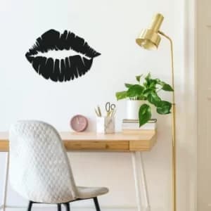 Image of Kiss Black Decorative Metal Wall Accessory