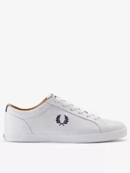 Image of Fred Perry Baseline Leather Trainers, White, Size 8, Men