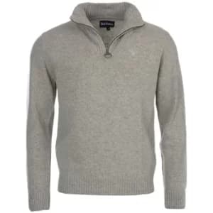 Image of Barbour Mens Essential Lambswool Half Zip Sweater Light Grey Marl Large