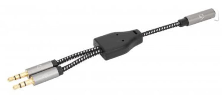 Image of Manhattan Headset Adapter Cable with Stereo Audio Y-Splitter. 3.5mm. A