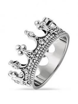 Image of Thomas Sabo Sterling Silver Crown Ring, Silver, Size Small, Women