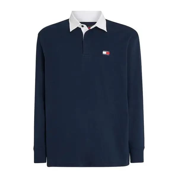 Image of Tommy Jeans Tjm Badge Rugby Ext - Blue 2XL