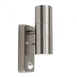 Image of IP44 PIR Up/Down Wall Light in Brushed Chrome