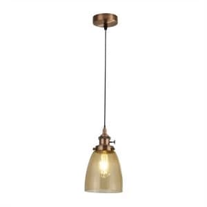 Image of 1 Light Pendant Antique Copper, Amber Glass, E27