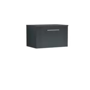 Image of Nuie Deco 600mm Wall Hung Single Drawer Vanity & Worktop - Satin Anthracite