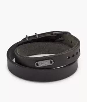 Image of Fossil Men Heritage Double Wrap Black Leather Strap Bracelet