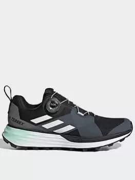 Image of adidas Terrex Two Boa Trail Running Shoes, Green/White, Size 4, Women