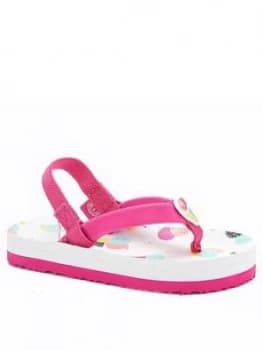 Image of Animal Toddler Girls Doddle Flip Flop - White, Size 1 Older