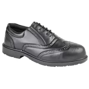 Image of Grafters Mens Uniform Perforated Leather Non-Metal Safety Shoes (8.5 UK) (Black) - Black
