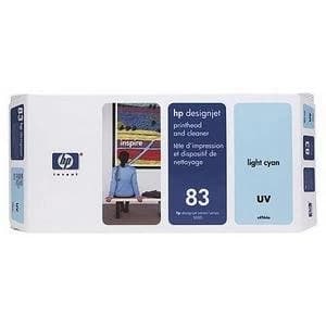 Image of HP 83 UV Light Cyan Printhead and Printhead Cleaner