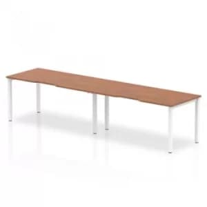 Image of Single White Frame Bench Desk 1600 Walnut (2 Pod)