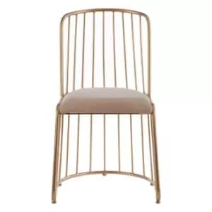 Image of Interiors By PH Gold Finish Chair White Linen