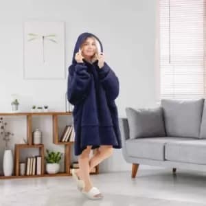 Image of Emma Barclay Fleece Blanket Hoodie Navy