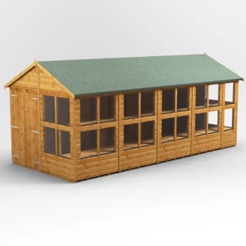 Image of 18x8 Power Apex Potting Shed Double Doors - Brown