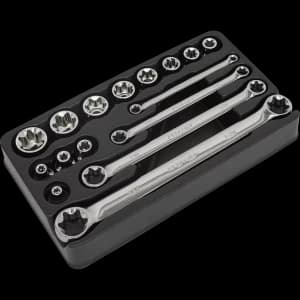 Image of Sealey 16 Piece 3/8" Drive Torx Socket and Spanner Set in Module 3/8"