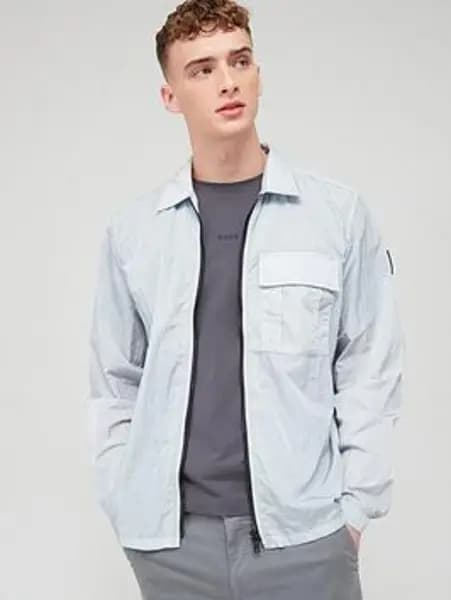 Image of BOSS Loony Overshirt - Light Grey, Light Grey, Size 2XL, Men Light Grey VFZH8 Male 2XL