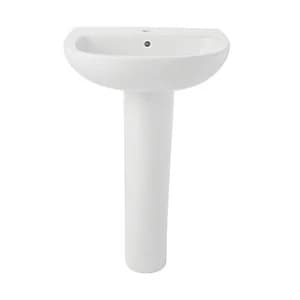 Image of Wickes Newport Ceramic Basin with Full Pedestal - 550mm
