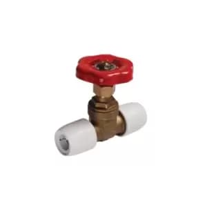 Image of Hep2O Push-Fit Gate Hot and Cold Valve White 22mm Pushfit HX35/22W