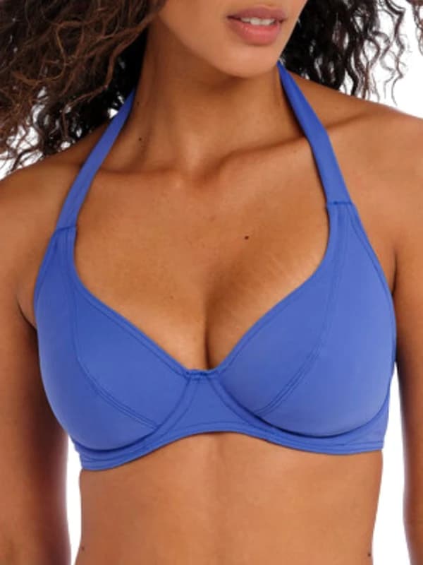 Image of Freya Womens Jewel Cove Halter Bikini Top in Blue Size: 32F Blue Female 32F